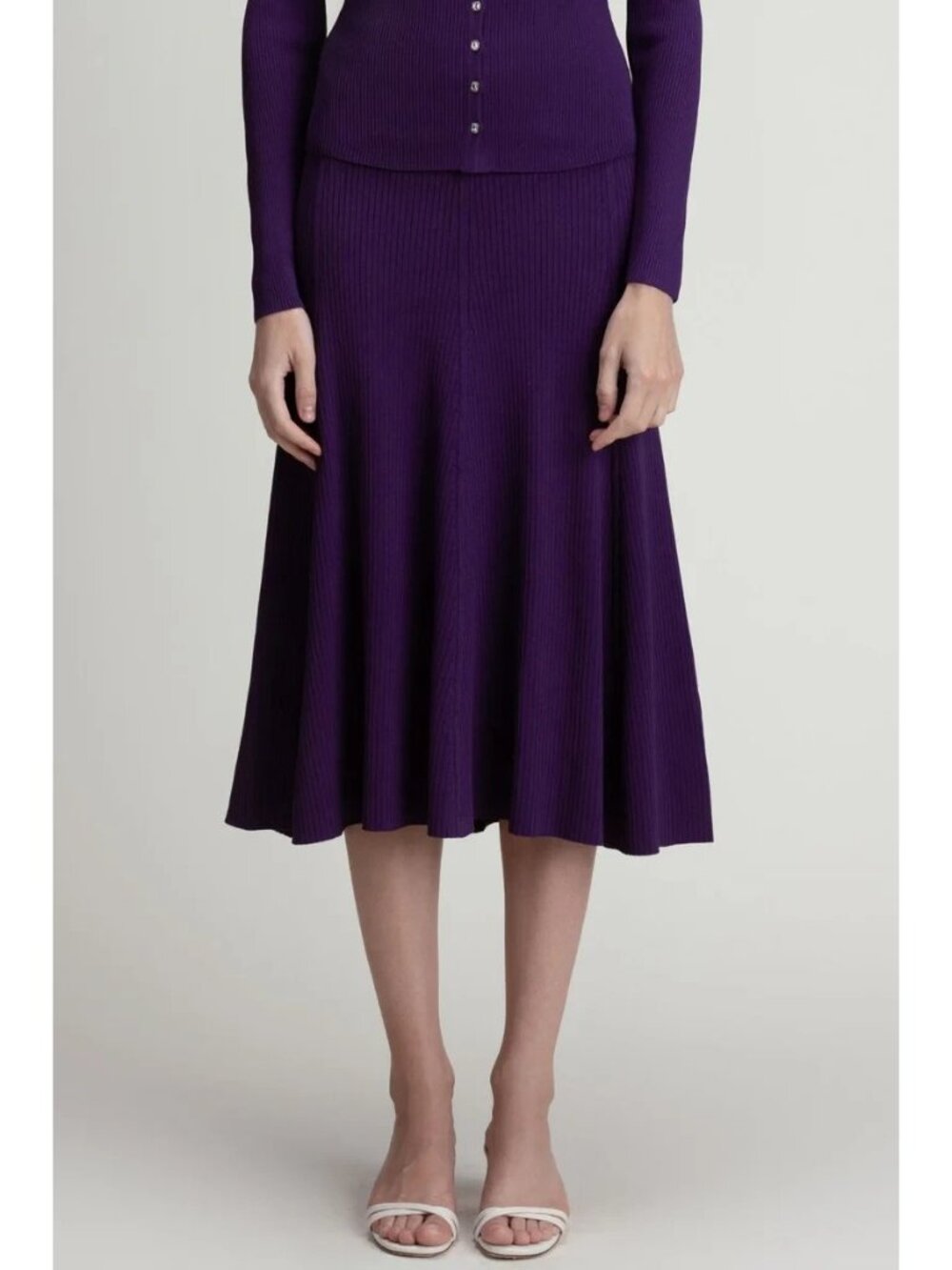Kilte Collection The Marlee Rib Knit Midi Skirt size 2 M in Plum Purple Rayon